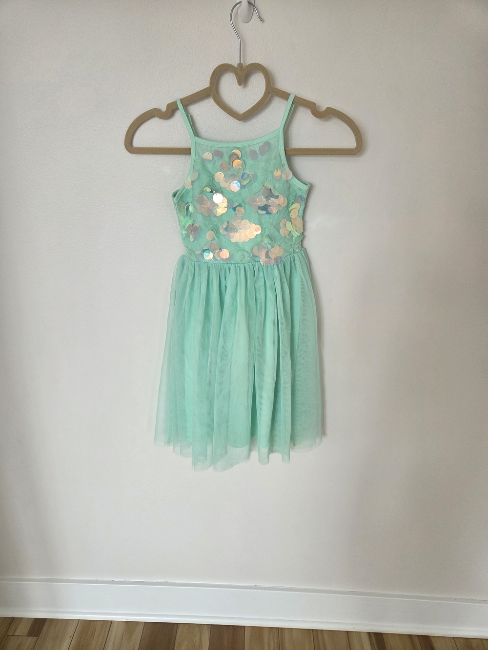 Justice Mint Green Sequin Tulle Dress - Girls